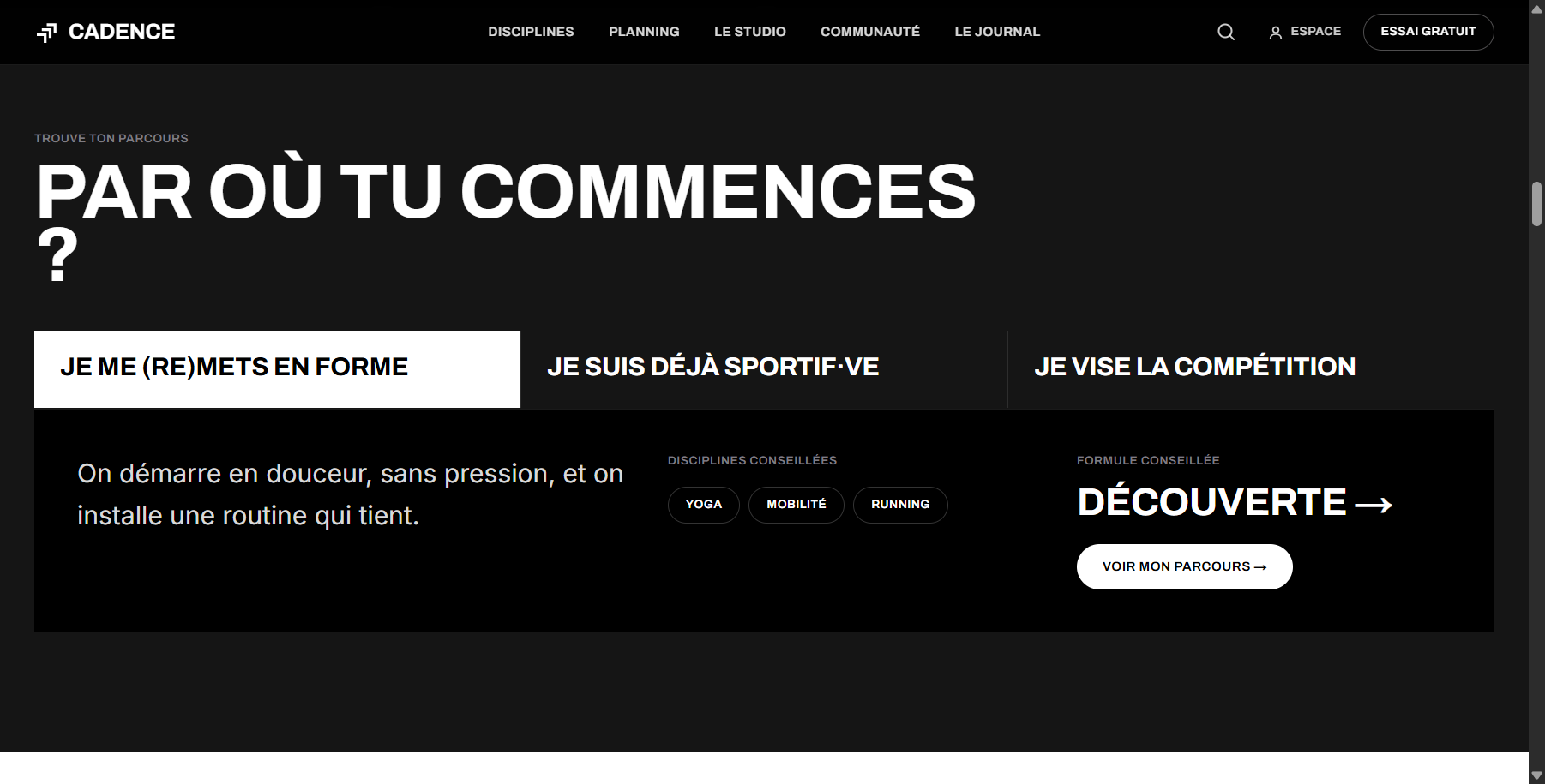 Un sélecteur « par où tu commences ? »